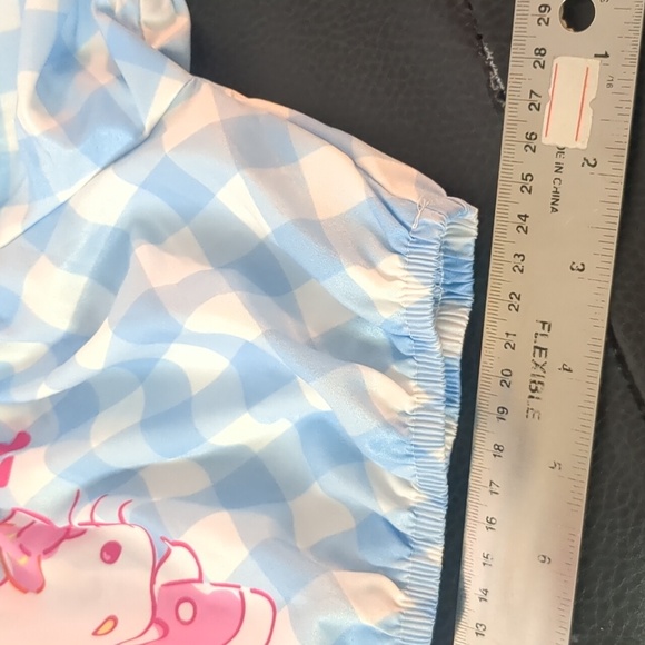 SHEIN x Hello Kitty Buffalo Plaid Print Cold Shoulder Top (girls 8Y) - Picture 5 of 6